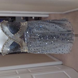 Sherri Hill silver sequin dress size 10.